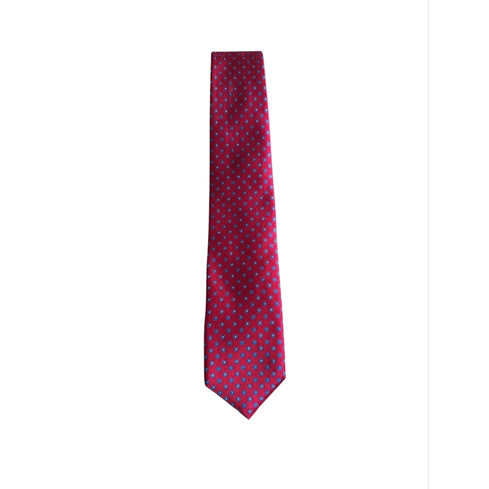 English Sports Shop Bermuda Silk Tie – Made in USA – Red Floral Medallion